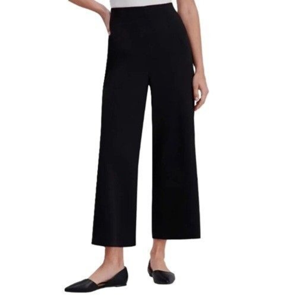 Kenneth Cole XL Black High Rise Wide Crop Pants Pocketless NWT